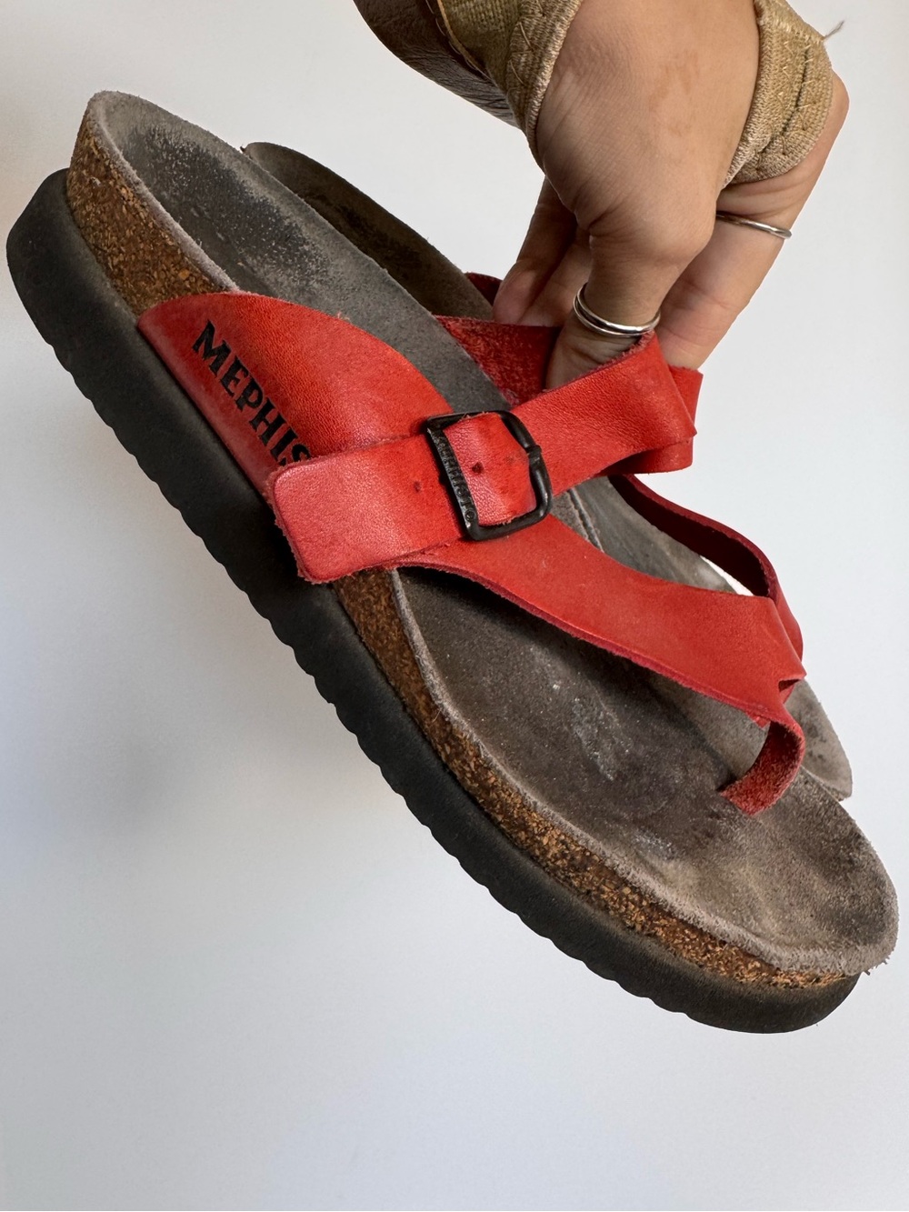 Memphisto Leather Red Sandals Helen 38